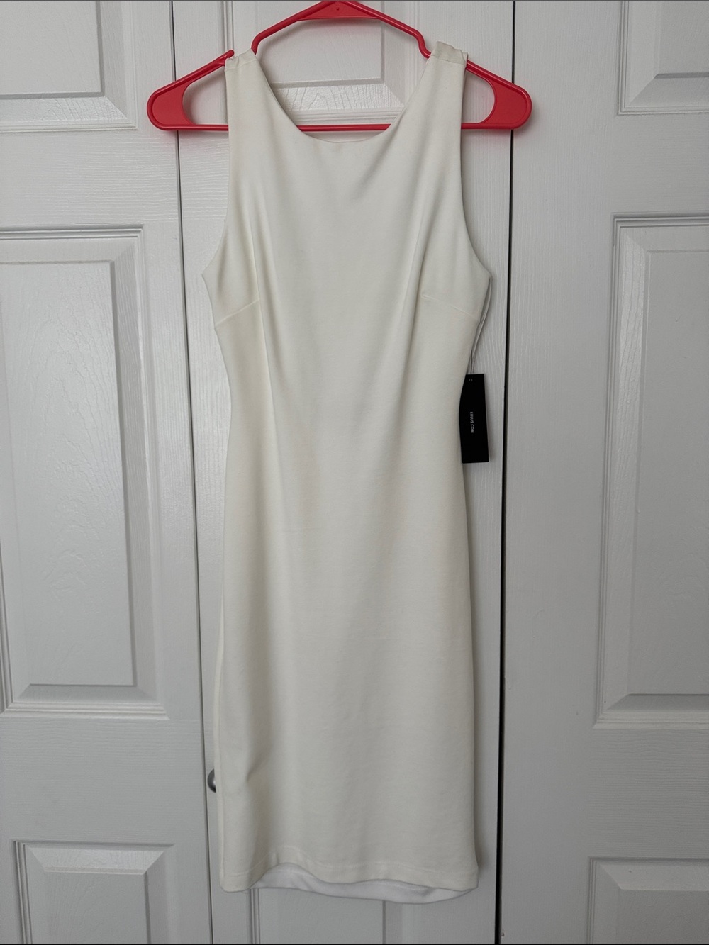 Lulu's Cream Backless Sheath Dress